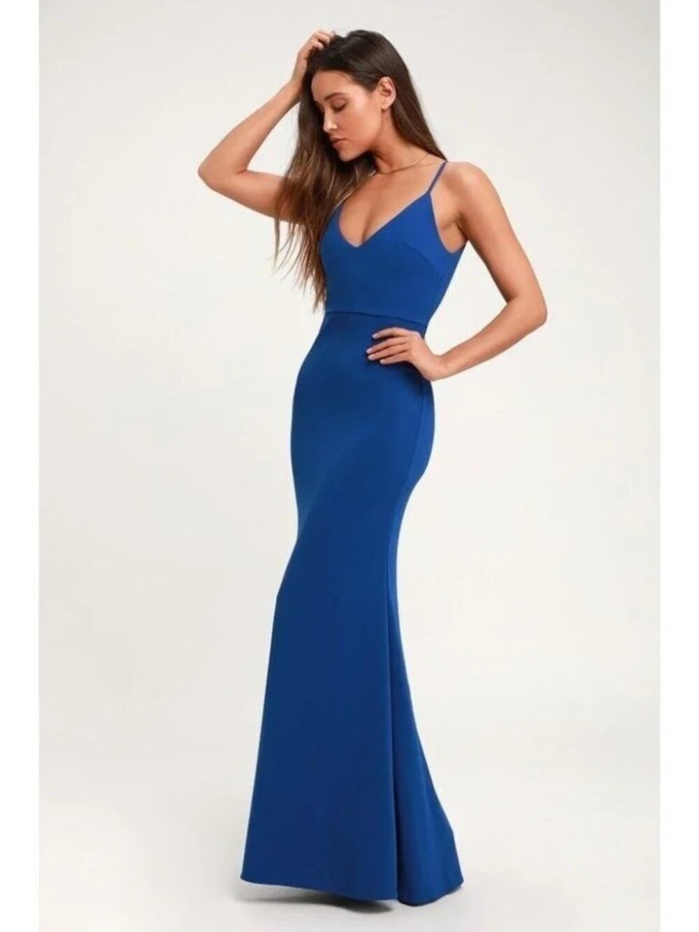 Lulu's Infinite Glory Royal Blue Spaghetti Strap Maxi Dress Gown Size XL NWT